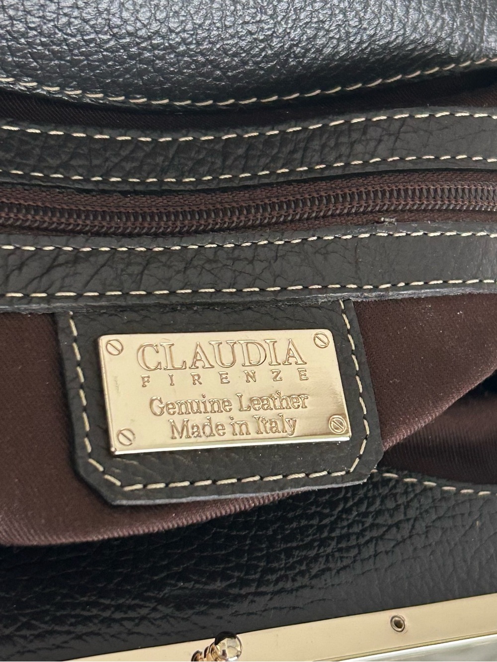Claudia Firenze Leopard Calf Hair Leather Frame Satchel Made in Italy - Picture 12 of 15